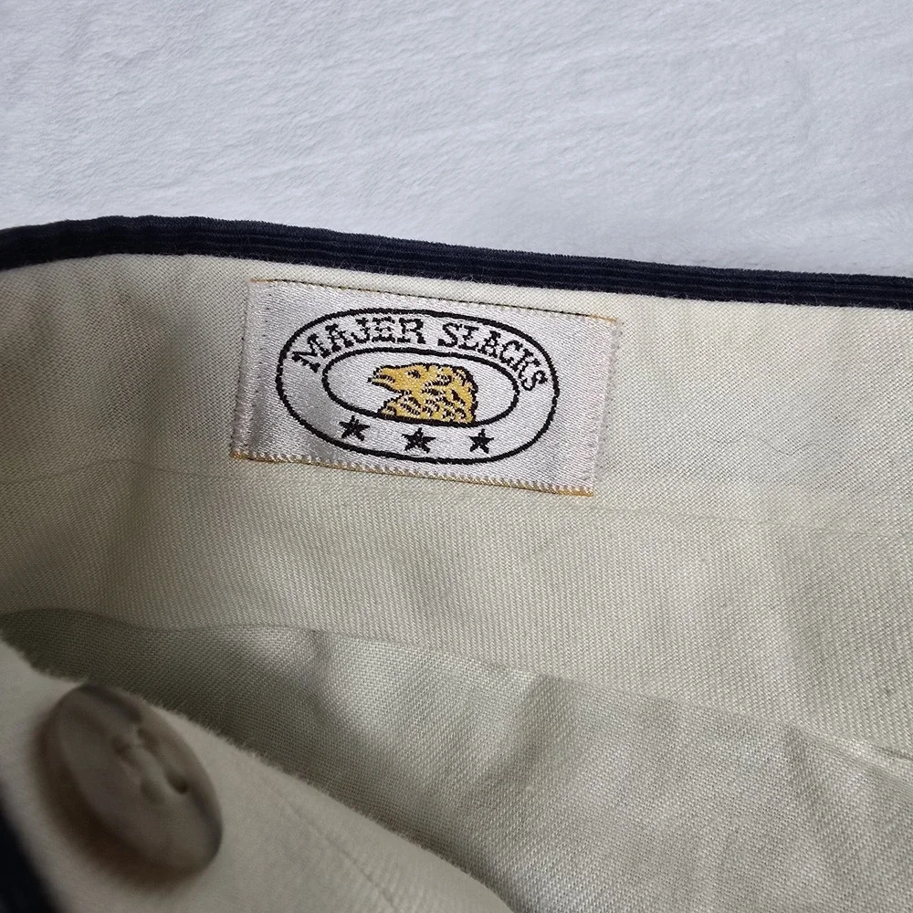 Majer Slacks Men's Vintage Pleated Corduroy Navy Blue‎ Size 36x32 Dress Pants